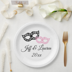 Venetian carnival masks custom Italian wedding Paper Plate
