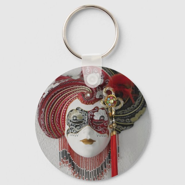 Venetian Ceramic Mask Keychain (Front)