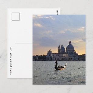 Venetian gondola at sunset - Italy Postcard