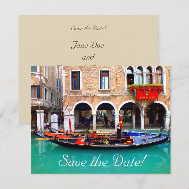 Venetian Gondolas Save-the-Date Cards (Front/Back)