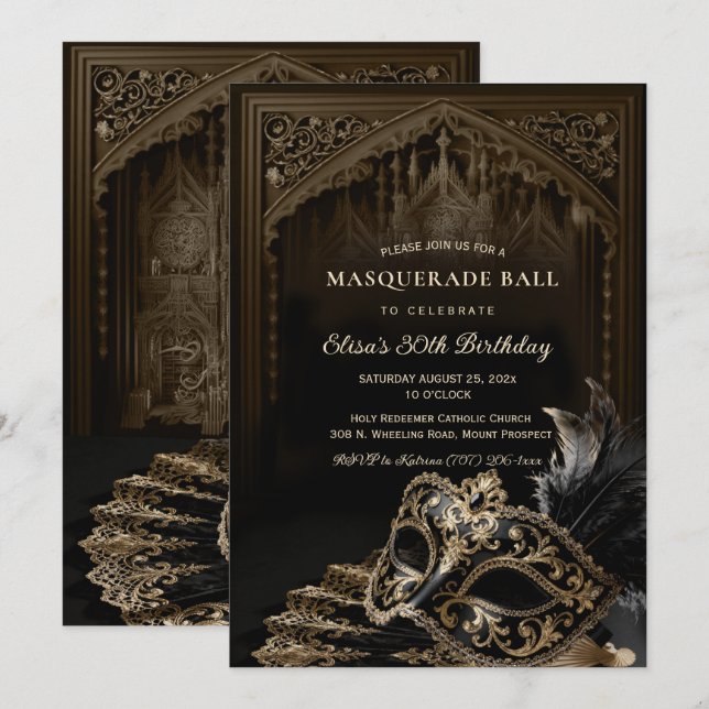 Venetian gothic Masquerade Party invitation (Front/Back)