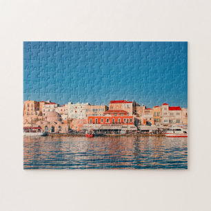 Venetian harbour in Chania at blue hour, Crete, Jigsaw Puzzle