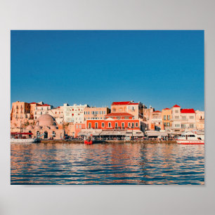 Venetian harbour in Chania at blue hour, Crete,   Poster