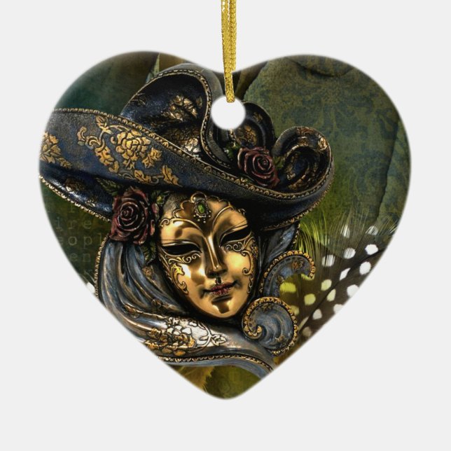 Venetian Mask Fantasy Ceramic Ornament (Front)