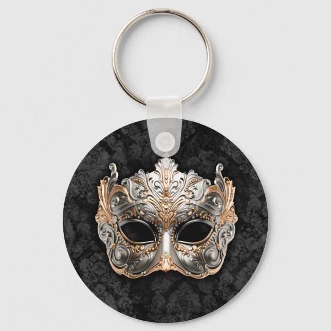 Venetian Mask in SilverThrow Pillow Keychain (Front)