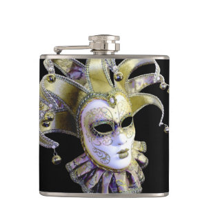 Venetian Mask Mardi Gras Hip Flask