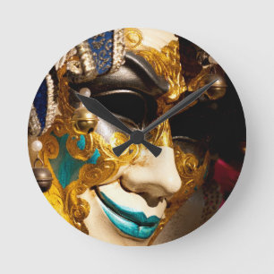 Venetian Mask Round Clock