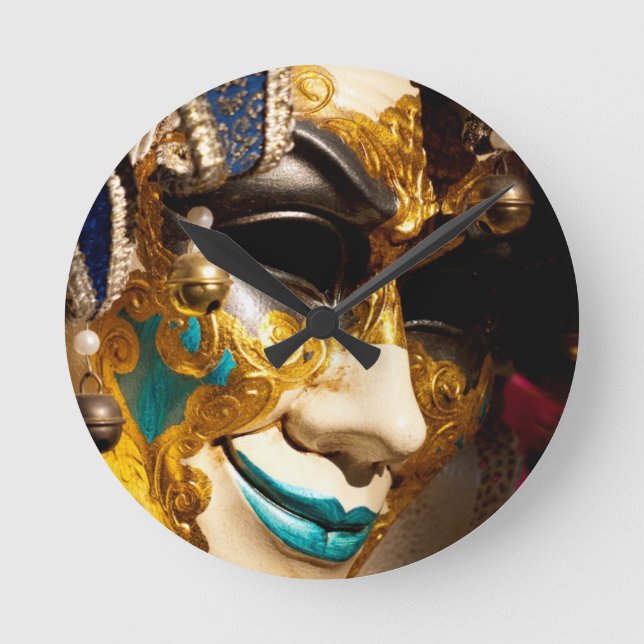 Venetian Mask Round Clock (Front)