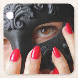 Venetian Mask Square Paper Coaster