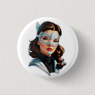 Venetian Masked Lady 1 Inch Round Button
