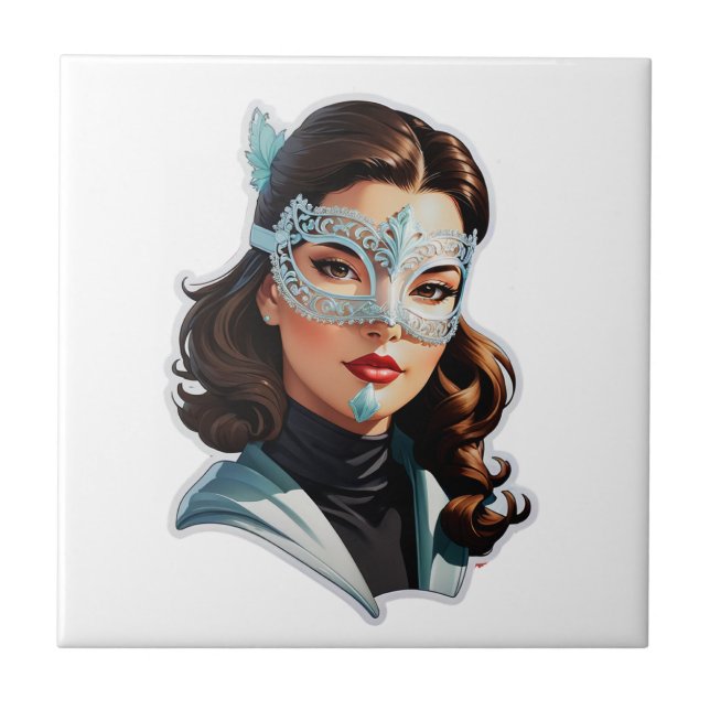 Venetian Masked Lady Tile (Front)