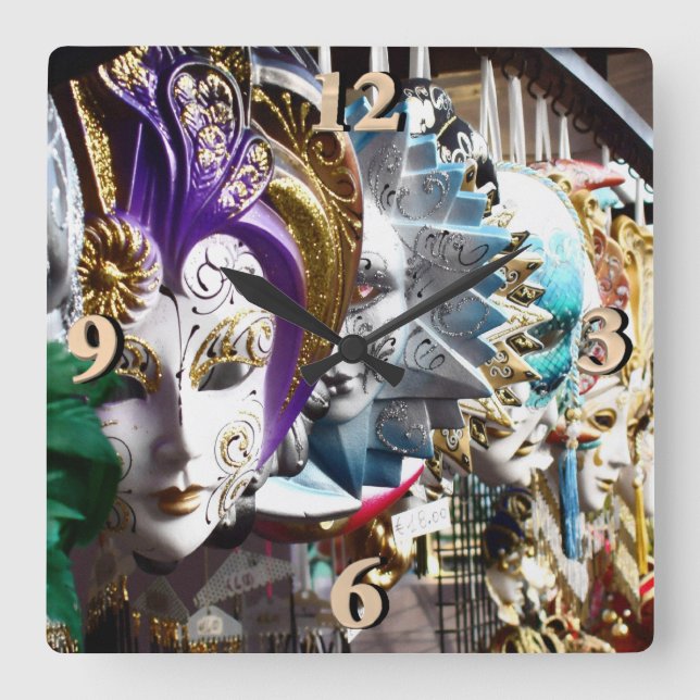 Venetian Masks 1 Square Wall Clock (Front)