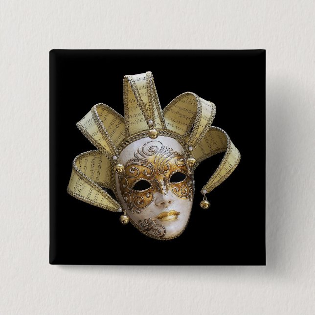Venetian Masks 2 Inch Square Button (Front)