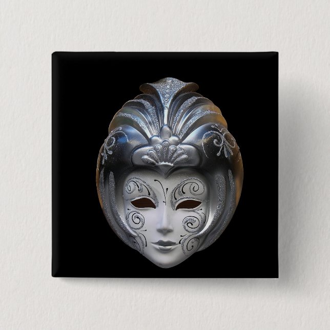 Venetian Masks 2 Inch Square Button (Front)