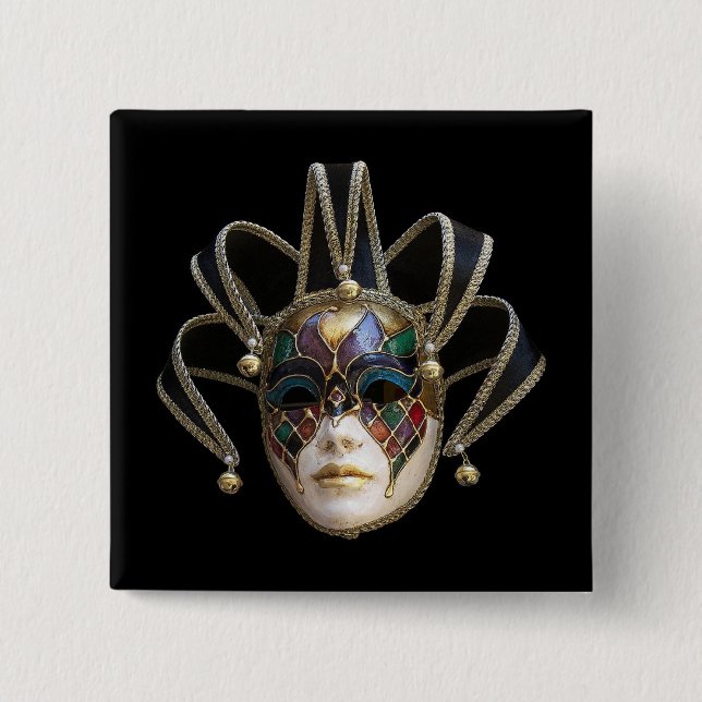 Venetian Masks 2 Inch Square Button (Front)