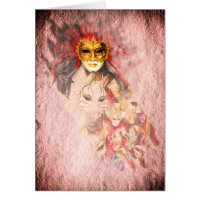 Venetian Masks, Carnival, vintage Art - Italy