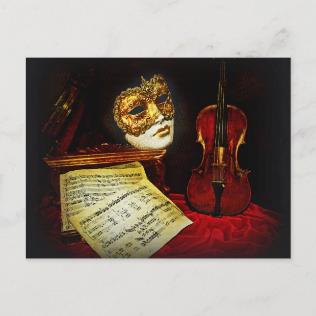Venetian Masks collection - Musical night Postcard (Front)