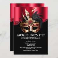 Venetian masquerade birthday mask red gold glam