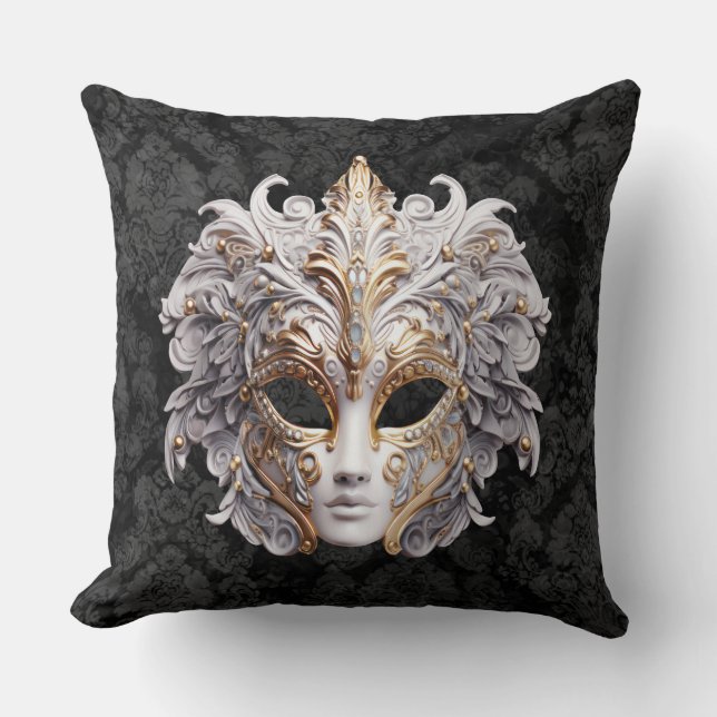 Venetian, Masquerade Carnival Mask Throw Pillow (Front)