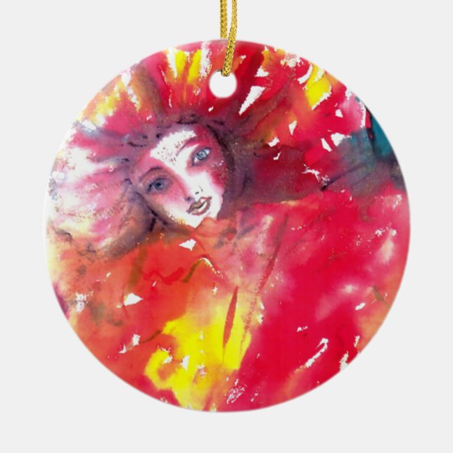 VENETIAN MASQUERADE FACES - MASK IN RED CERAMIC ORNAMENT (Front)