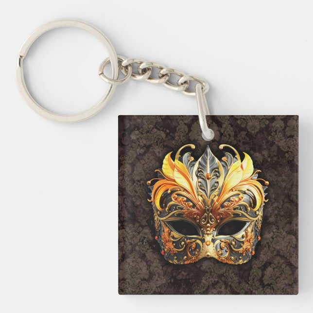 Venetian Masquerade Golden Mask Keychain (Front)