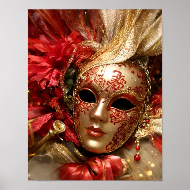 Venetian Masquerade Mask Art Poster (Front)