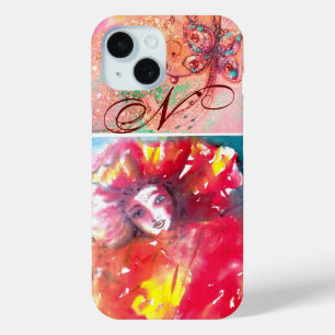 VENETIAN MASQUERADE - MASK IN RED MONOGRAM iPhone 15 CASE