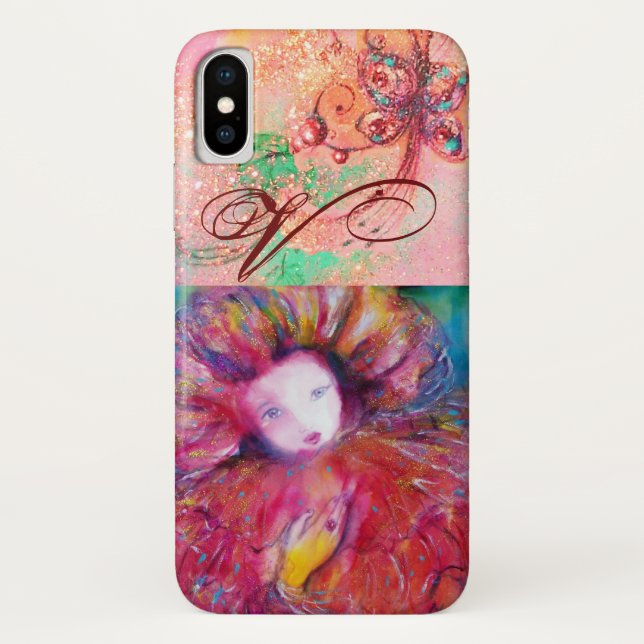VENETIAN MASQUERADE,MASK IN RED MONOGRAM Pink Case-Mate iPhone Case (Back)