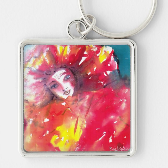 VENETIAN MASQUERADE,MASK IN RED Pink Keychain (Front)