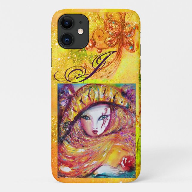 VENETIAN MASQUERADE - MASK IN YELLOW MONOGRAM Case-Mate iPhone CASE (Back)