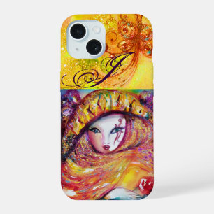 VENETIAN MASQUERADE - MASK IN YELLOW MONOGRAM iPhone 15 CASE