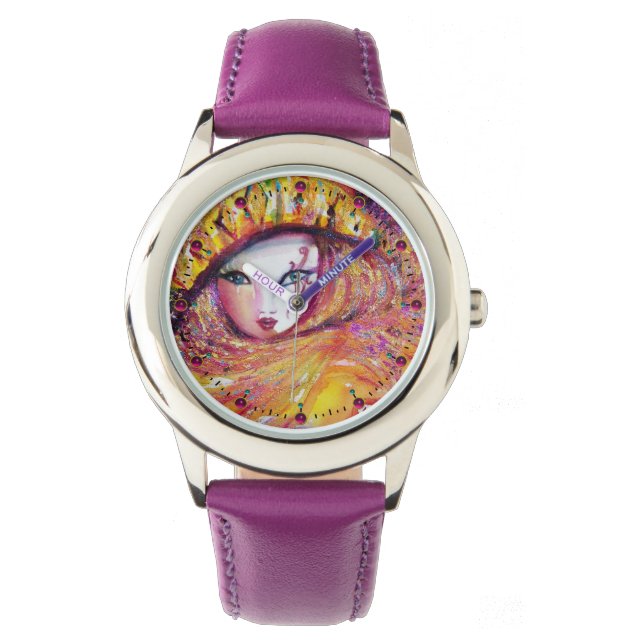 VENETIAN MASQUERADE - MASK IN YELLOW WATCH (Front)