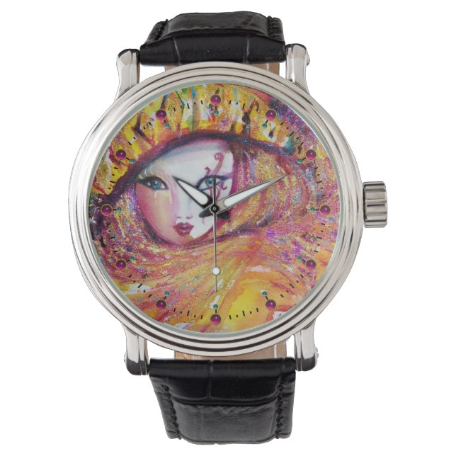 VENETIAN MASQUERADE - MASK IN YELLOW WATCH (Front)