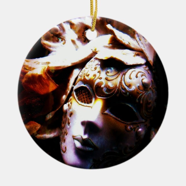 Venetian Masquerade Mask Round Ceramic Ornament (Front)