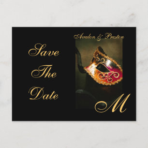 Venetian Masquerade Mask Save The Date Postcard