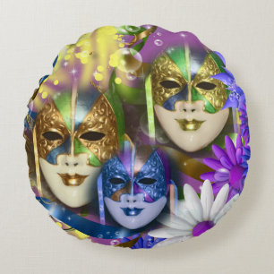 Venetian masquerade quinceanera masks ROUND Round Pillow