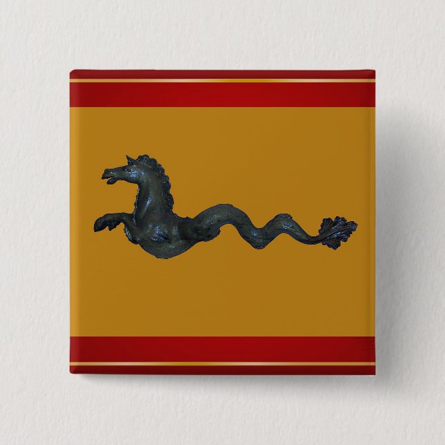 Venetian Murano Glass Horse 2 Inch Square Button (Front)