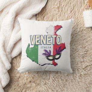 Veneto Italy Retro Region Map Vintage Souvenir Throw Pillow