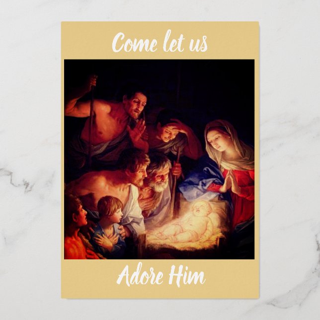 Venez adorons-Le Carte de vœux Foil Holiday (Recto)