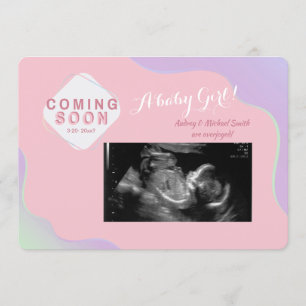 Venez bientôt faire-part de rose de grossesse de