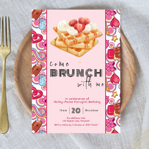 Venez Brunch avec moi invitation rose