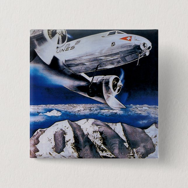 Venez En Suisse ~ Come to Switzerland 2 Inch Square Button (Front)