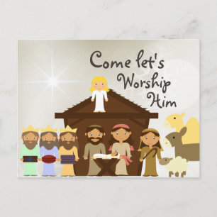 Venez l'adorer Nativité Carte postale de Noël