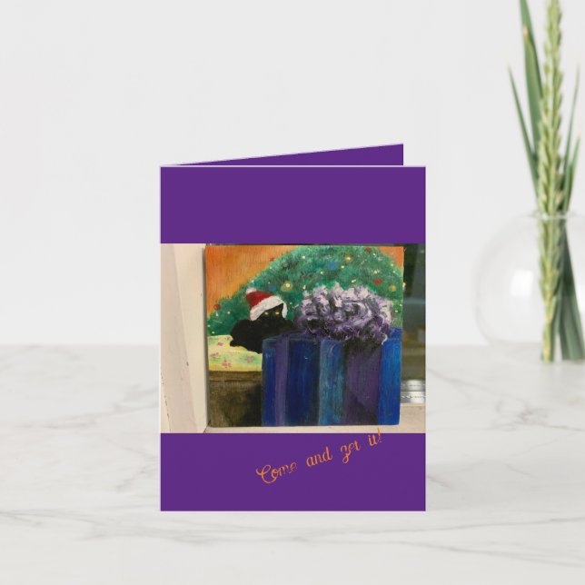 Venez le chercher ! Carte de chat noir Kitty de No (Devant)