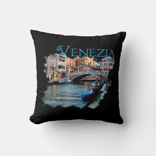 Venezia, Italia: Along the Canal Throw Pillow (Front)