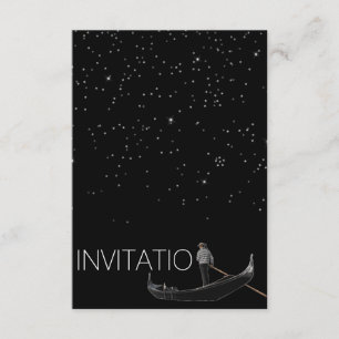 Venezian Gondola Invitation Stars Night