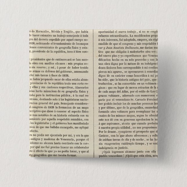 Venezuela 2 Inch Square Button (Front)