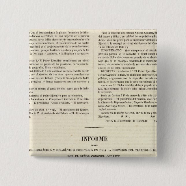 Venezuela 2 inch square button (Front)