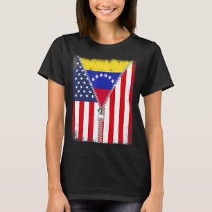 Venezuela American Flag Zip T-Shirt