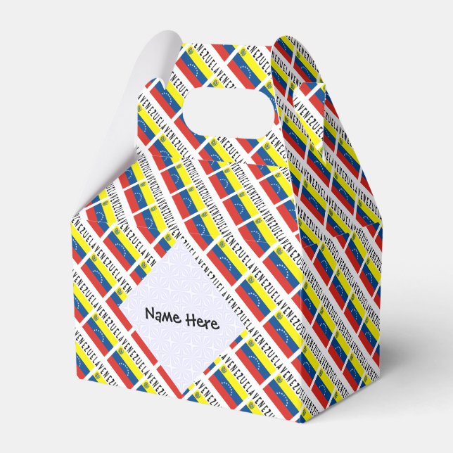 Venezuela and Venezuelan Flag Tiled Personalized  Favor Box (Front Side)
